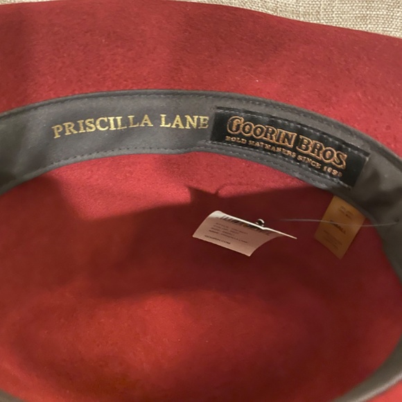 GOORIN BROS X Priscilla Lane 100% Wool Burgundy Fedora Size S main image 6